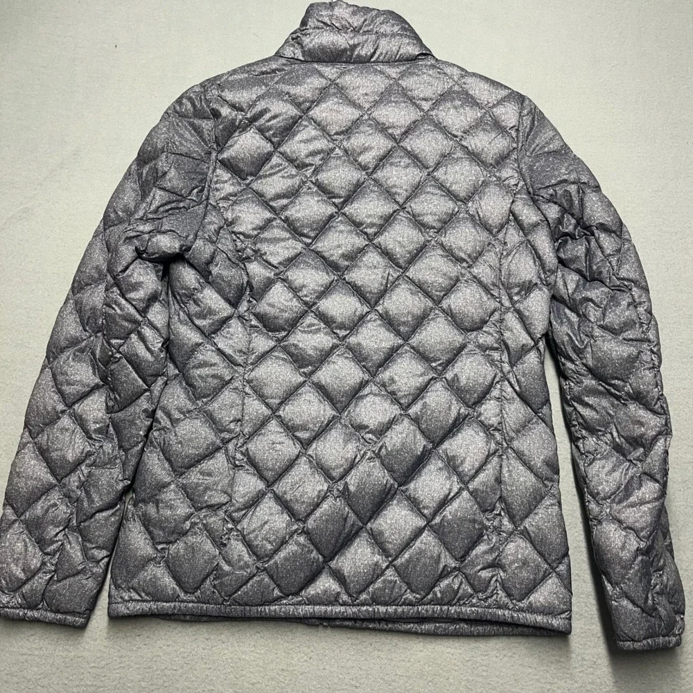 Women's Small Gray Sparkle Quilted Down Puffer Jacket‎ Full Zip Pockets